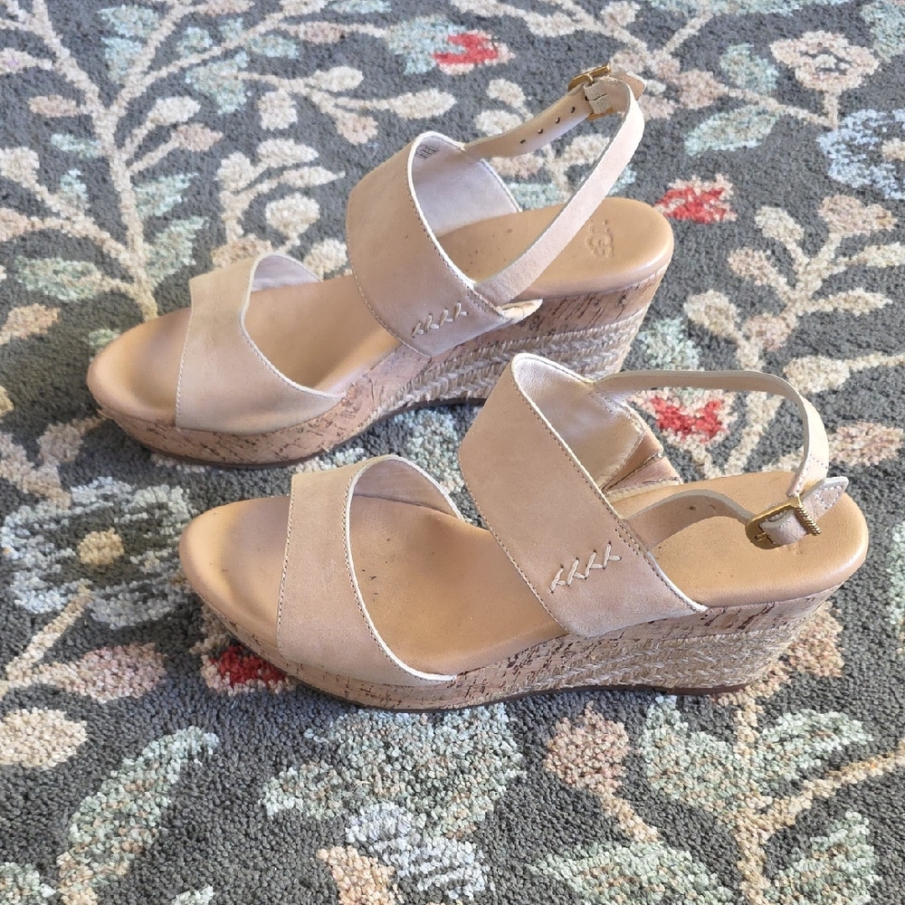 UGG Cream Wedge Sandals